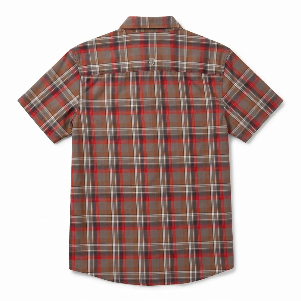 Kuhl Plaid Button Down Shirt Mens Medium Brown Red Excellent Tapered Fit - Picture 2 of 11